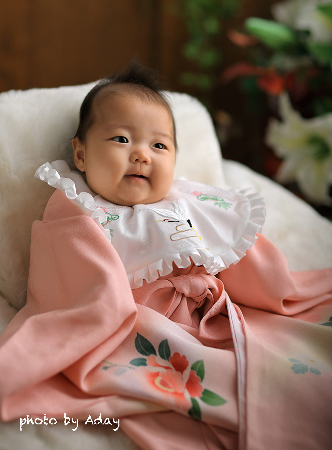 かわいい女の赤ちゃん ピンクの初着がお似合いでした 石川県金沢市 能美市の写真館フォトアトリエアディ